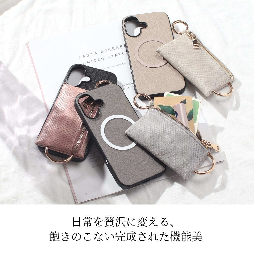 iphone ケース 本革 小銭入れ付き iphone17 iphone16 iphone15 iphone14 Magsafe対応 ウォレット 財布 コインケース レザー アイフォン 17 16 15 14 13 マグセーフ マグネット 小物入れ カード ヘビ柄 Pro MAX Plus mini 17e air ポーチ カード収納 17プロ マックス 送料無料