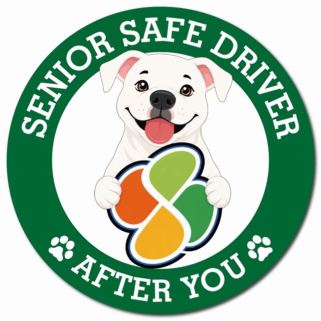 カーサイン 高齢者マーク SENIOR SAFE DRIVER ピットブル マグネット 強力 直径13cm 肉球 日本製 車 ステッカー