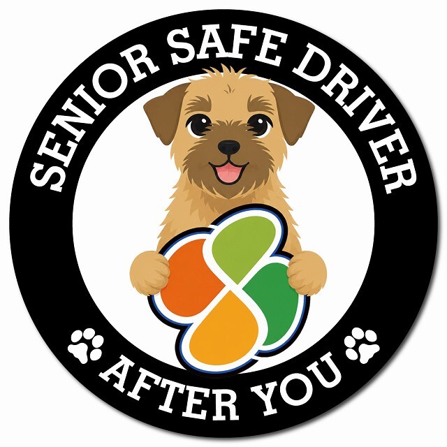 カーサイン 高齢者マーク SENIOR SAFE DRIVER ボーダーテリア マグネット 強力 直径13cm 肉球 日本製 車 ステッカー