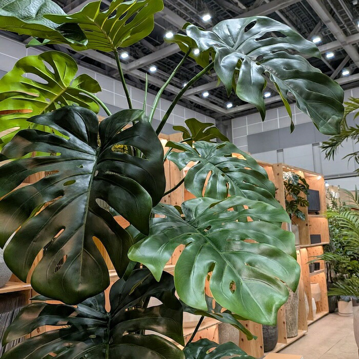 観葉植物 造花 モンステラ BROWN 全高約150cm 大型 フェイクグリーン 高級 本物そっくり リアル おしゃれ インテリア 人工観葉植物 アーティフィシャルグリーン 南国 モダン オフィス 店舗 ホテル 開店祝い 室内 リビング 玄関 風水 フェイク