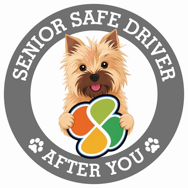カーサイン 高齢者マーク SENIOR SAFE DRIVER ノーリッチテリア ステッカー シール 直径13cm 肉球 日本製 車