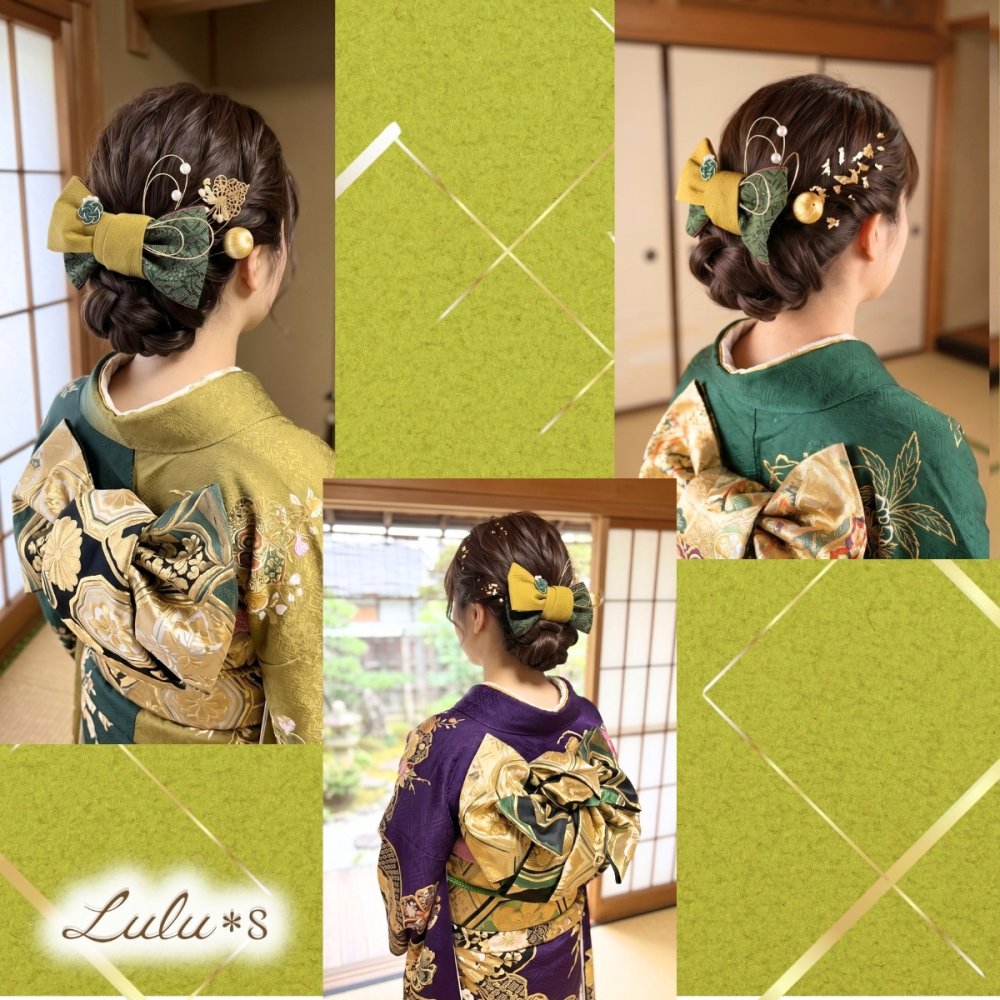 畳縁リボンの髪飾り 豪華フルセット 和装 ヘアアクセサリー 成人式 卒業式 袴 振袖 浴衣 七五三 着物 ヘッドドレス 大きめリボン 水引 金箔 ボールピン 和モダン 和洋折衷 レトロ ヘアアレンジ 髪留め 選べる3色 南天 梅 桜 プレゼント ギフト