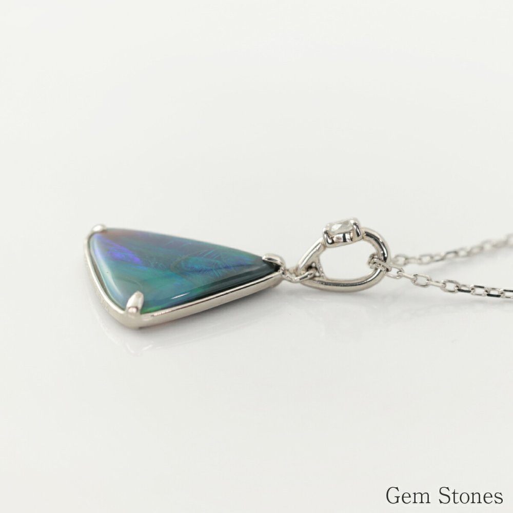上質 ブラックオパール ネックレス 1.080ct ダイヤモンド プラチナ Pt900 ペンダント シンプル エレガント 上品 レディース 宝石 ダイヤ 一粒 一石 ジュエリー 10月 誕生石 プレゼント