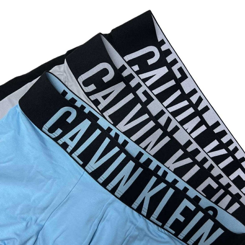 カルバンクライン Calvin Klein(CK) ボクサーパンツ トランク インテンスパワー 3枚組 セット 前閉じ コットン ロゴ 下着 NB3608A 53V メンズ グレー+ブラック+ブルー