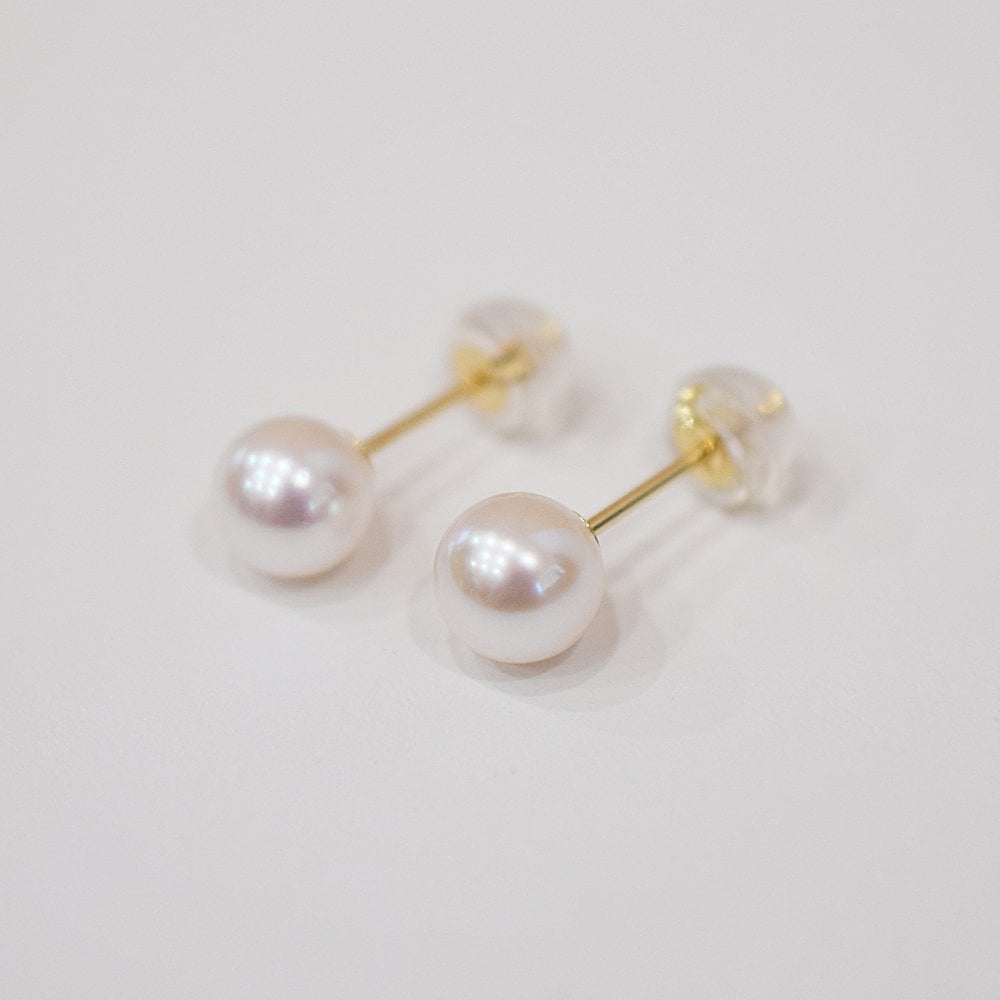 ［pearl580］ 6mm - 6.5mm ホワイトピンク スタッド ピアス あこや真珠 シンプル 天草 熊本