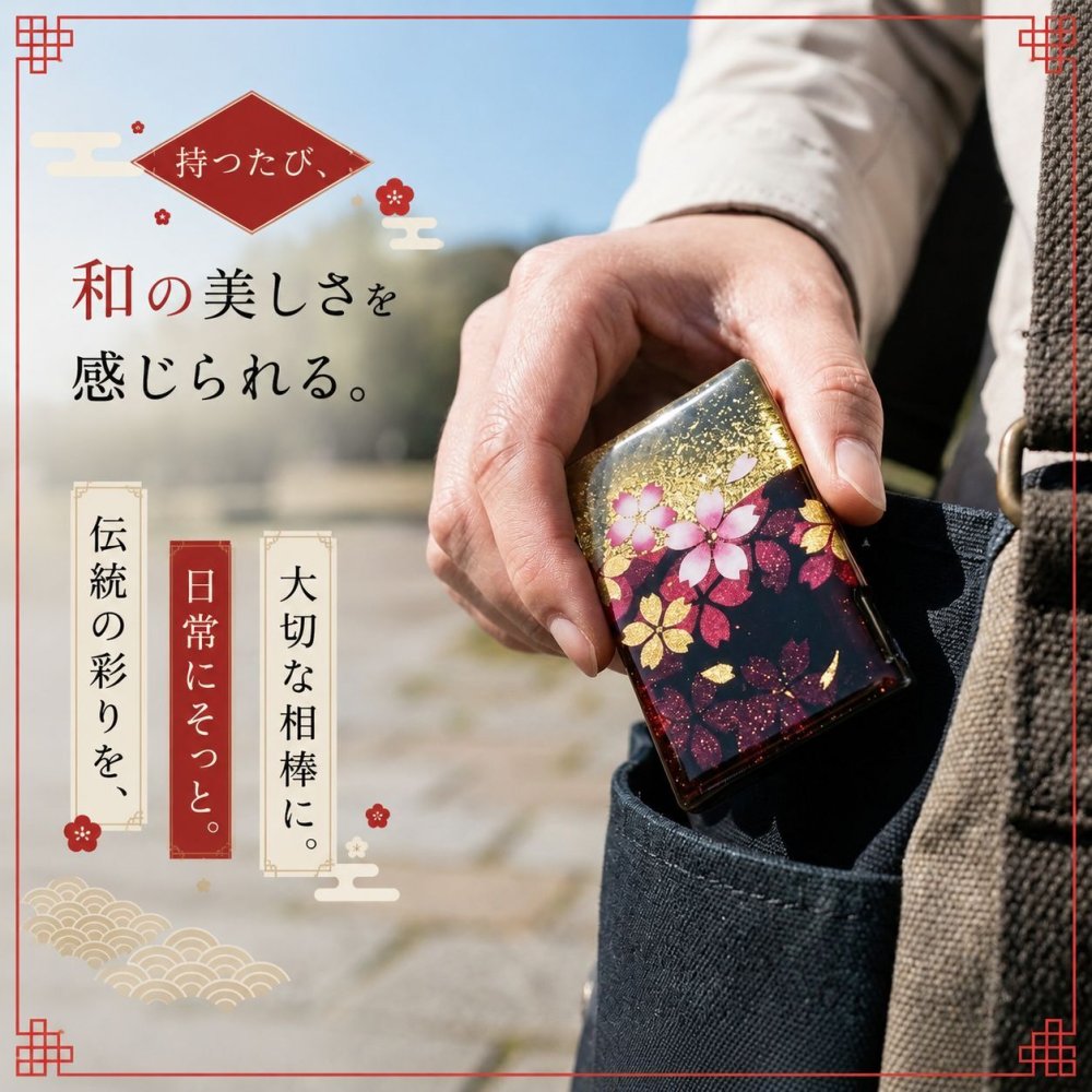 匠の技！和柄ペアMINTIAケース「可」ミンティア フリスク 名入れ 職人 手作り ハンドメイド 送料無料 伝統工芸 桜 和モダン 和風 和雑貨 ギフト プレゼント