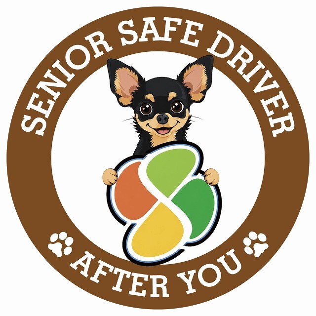 カーサイン 高齢者マーク SENIOR SAFE DRIVER チワピン ステッカー シール 直径13cm 肉球 日本製 車