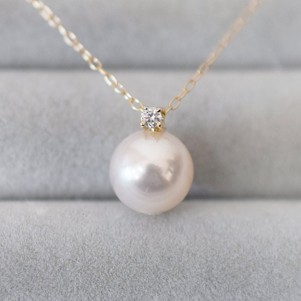 ［pearl600］ 8mm - 8.5mm ホワイトピンク ペンダント ネックレス 4月 誕生石 ダイヤモンド あこや真珠