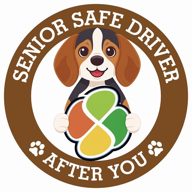 カーサイン 高齢者マーク SENIOR SAFE DRIVER ビーグル ステッカー シール 直径13cm 肉球 日本製 車