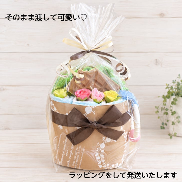 おむつケーキ 安い 出産祝い チョコ カフェ風 ナチュラル 可愛い 女の子 男の子 プチギフト オムツケーキ 出産祝 贈り物 プチプライス お手軽 歯固め