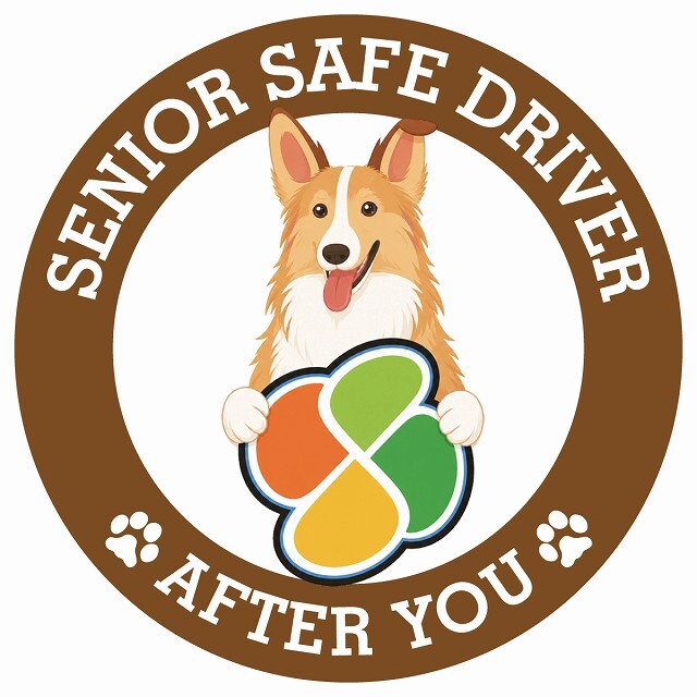 カーサイン 高齢者マーク SENIOR SAFE DRIVER スムースコリー ステッカー シール 直径13cm 肉球 日本製 車