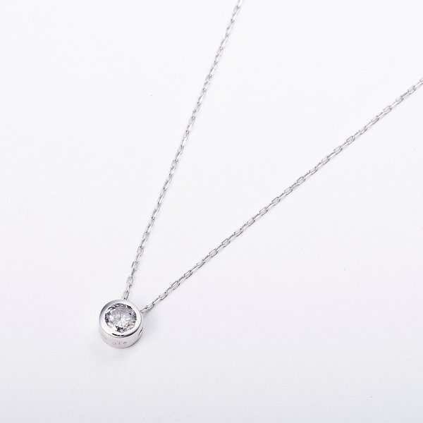 ネックレス レディース ダイヤモンド 0.15ct K18WG 18金 ホワイトゴールド フクリン留め 一粒ダイヤ ペンダント シンプル 華奢 普段使い プレゼント ギフト 記念日 誕生日