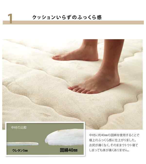 国産固綿40mm使用 マイクロファイバー生地 ふっくら敷 『フィーラF敷』 約190×240cm