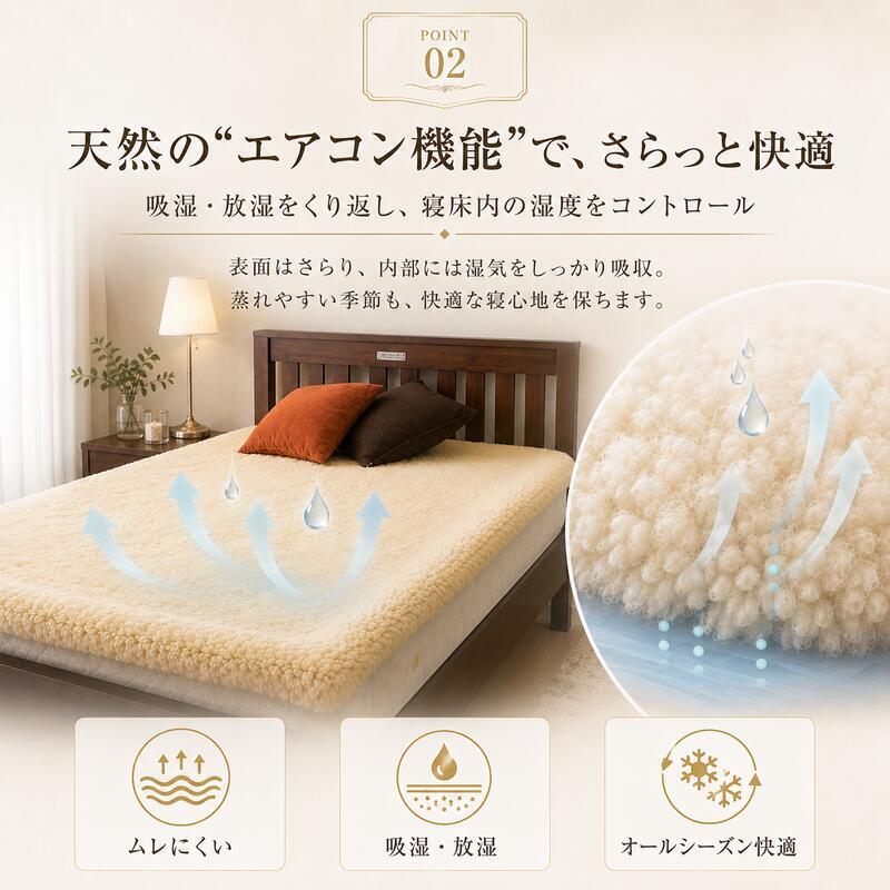 ベッド 寝具 ムートンシーツ 日本製 シングル 100×200cm スプリングラム 毛長35mm 極厚 ムートン 敷きパッド 羊毛100％ 高級 天然羊毛 体圧分散 吸湿 放湿 あったか 冬用 夏も快適 防寒 パッド 国産 快眠 ふわふわ 高密度
