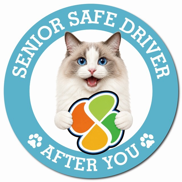 カーサイン 高齢者マーク SENIOR SAFE DRIVER ラグドール マグネット 強力 直径13cm 肉球 日本製 車 ステッカー
