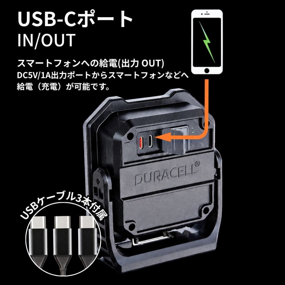 DURACELL デュラセル 1500ルーメン 充電式ワークライト 3個セット LED作灯USB-C マグネット 180度スタンド IPX4 中国製 #1806380 車庫 DIY ガレージ 倉庫 キャンプ 非常用ライト スマホ電 在庫1点のみ
