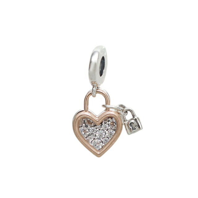 パンドラ PANDORA Heart Padlock Double Dangle Charm ブレスレットチャームダングルチャームレディース 780087c01 シルバー ローズゴールド
