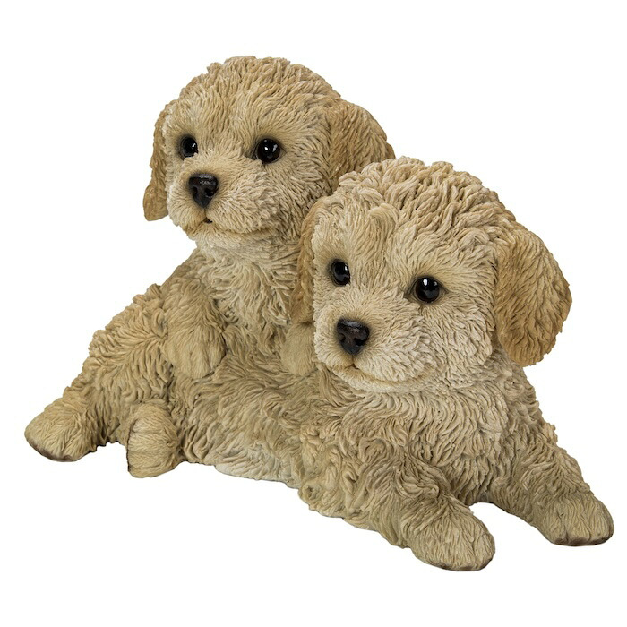 置物 犬 二匹プードル 幅20.8cm woobia ウービア いぬ リアル かわいい おしゃれ 玄関 インテリア オブジェ ガーデン トイプードル 子犬 動物 アニマル 癒し 棚 北欧 プレゼント ギフト 新築祝い 犬好き