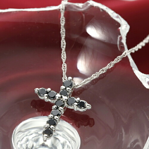 ネックレス K18 ブラックダイヤモンド 0.3ct クロス ペンダント 18金 ゴールド メンズ レディース 十字架 天然石 ジュエリー アクセサリー ギフト プレゼント