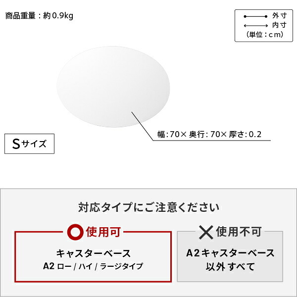 WALL A2対応キャスターモデル用床保護マット サークルタイプ(Sサイズ) テレビ台 テレビスタンド 部品 パーツ フローリング 床保護パネル 床 シート 傷防止 キズ防止 汚れ防止 保護 WALLオプション SEVENSTAND セブンスタンド 家具 新生活