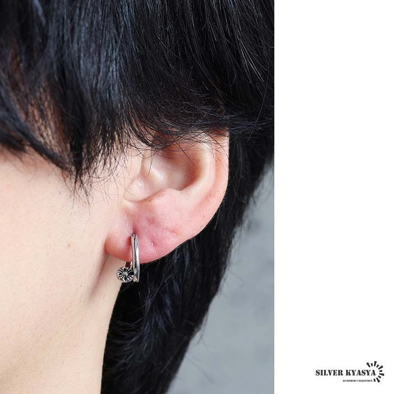 ステンレス 釘ピアス フープピアス ユニークピアス 道具 シルバー 燻し 個性的 シンプル 二重 プチプラ 片耳1点 つけっぱなしok メンズ 男性 金属アレルギー対応 イヤリング