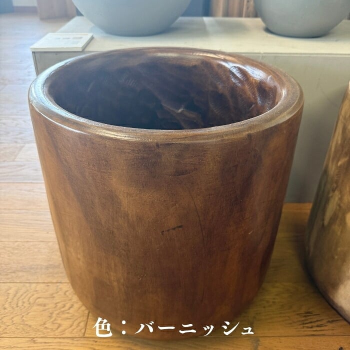 鉢カバー おしゃれ 大型 13号 Lサイズ 植木鉢 KONTON コントン ナチュラルウッド ポウロニア ユーポット 丸型 ラウンド 木製 天然木 室内 屋内 高級 北欧 モダン ナチュラル 観葉植物用 シンボルツリー サボテン 多肉植物 特大 玄関 プランター 底穴なし バーニッシュ
