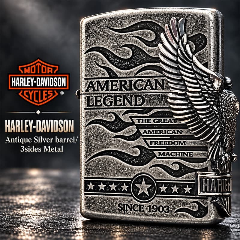 ZIPPO ハーレー ダビッドソン ジッポ ライター アンティークシルバー 銀古美 3面大型メタル 鷲 HARLEY-DAVIDSON 日本国内限定モデル かっこいい メンズ ギフト