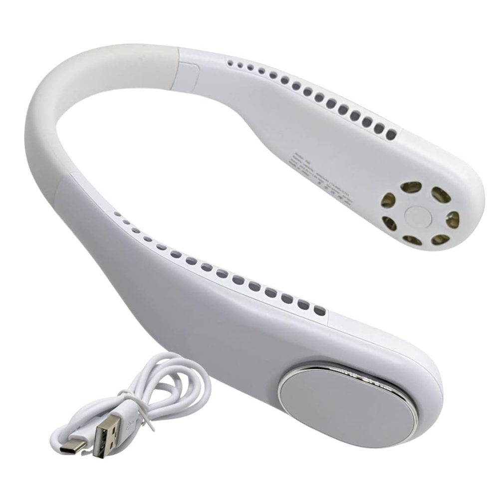 首掛け扇風機 ネックファン F60 羽なし 静音 軽量 280g USB充電式 4000mAh 大容量 4?16時間連続使用 角度調整 携帯扇風機 ネッククーラー 熱中症対策 暑さ対策 アウトドア スポーツ観戦 父の日 ギフト ホワイト