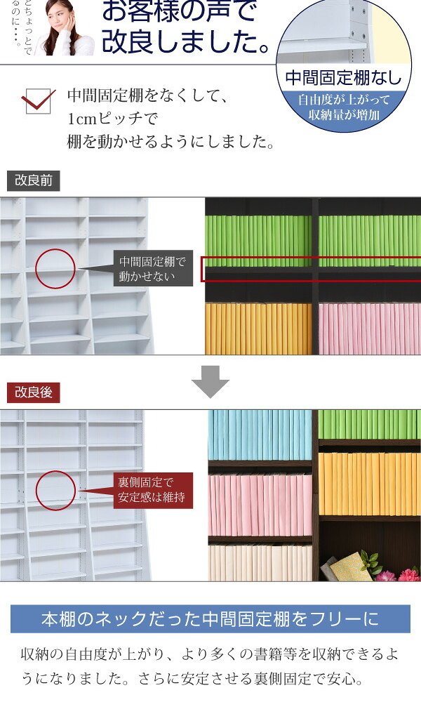 ラック 1cmピッチ 文庫本収納 幅150 薄型 ワイド ブックシェルフ 高さ 180 木製 大容量 書斎収納 700冊以上 新生活