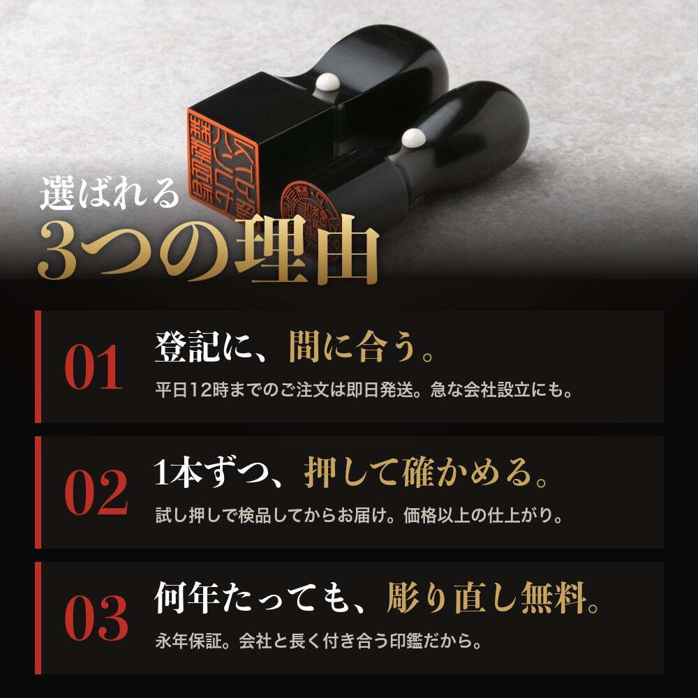 法人印鑑 2本セット 黒水牛 代表印 角印 専用ケース付 RQ 会社印 実印 印鑑 はんこ 会社設立 即日発送 ラッピング付き 永年保証 ギフト 開業祝い