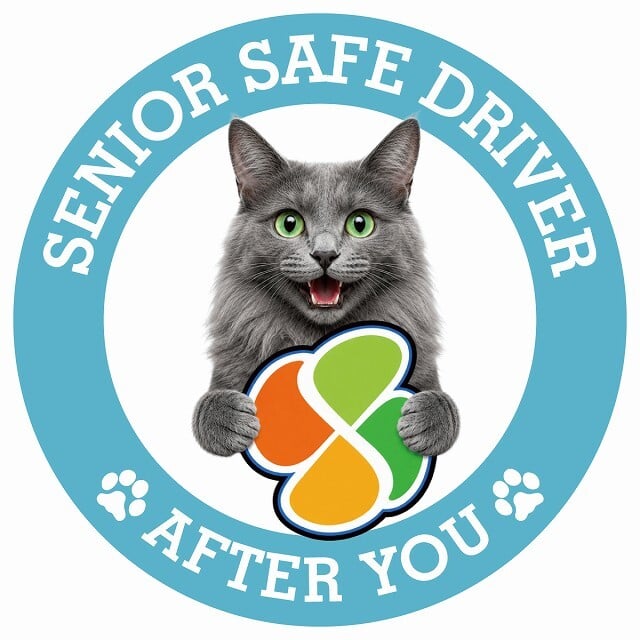 カーサイン 高齢者マーク SENIOR SAFE DRIVER ネベロング ステッカー シール 直径13cm 肉球 日本製 車