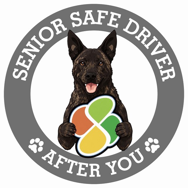 カーサイン 高齢者マーク SENIOR SAFE DRIVER 甲斐犬 ステッカー シール 直径13cm 肉球 日本製 車