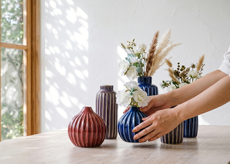 玉ねぎ陶器の花瓶 削ぎ オニオン S・L フラワーベース セン トーツウ｜レッド ブルー パープル｜ おしゃれ かわいい｜北欧 カフェ風 インテリア 一輪挿し 花びん 花器｜ギフト プレゼント 新生活 母の日【TOTU】