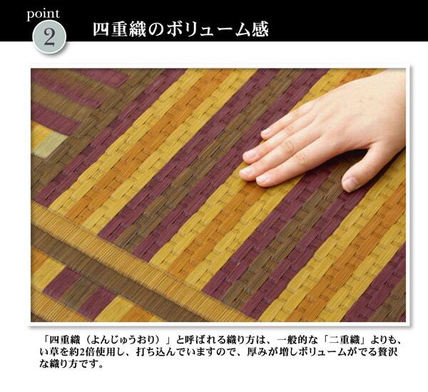 夏ラグ 夏用カーペット 純国産 柳川段通 四重織 い草ラグカーペット 『ラスター』 約191×191cm 新生活