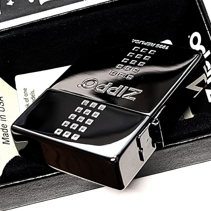 ZIPPO 1935 ジッポ ライター ロゴ ブラックニッケル 黒 角型 外ヒンジ 3バレル エッチング彫刻 銀差し シンプル かっこいい 高級 ギフト メンズ プレゼント