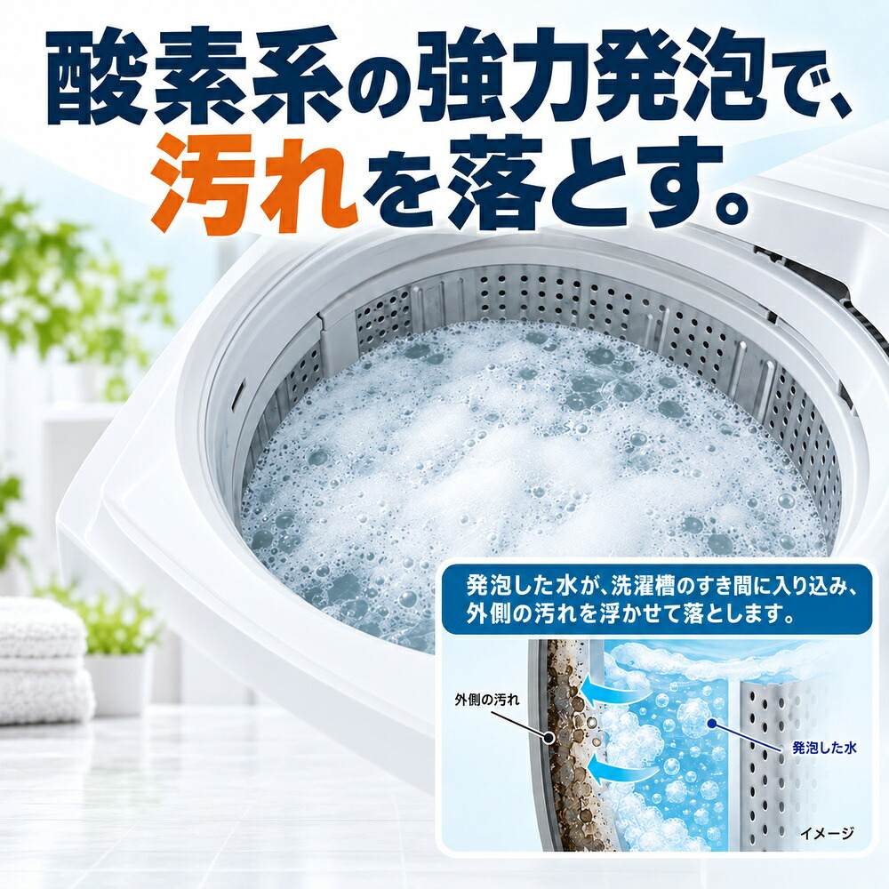 2個セット 非塩素系 洗濯槽クリーナー プロ仕様 750g 無香料 強力発泡 酵素系 黒カビ カビ胞子除去率99.9％ 除菌 消臭 生乾き臭 生乾き 入れるだけ ワカメ 溶かす