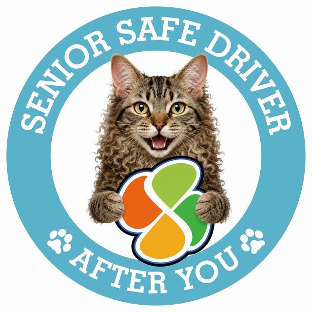 カーサイン 高齢者マーク SENIOR SAFE DRIVER ラパーマ ステッカー シール 直径13cm 肉球 日本製 車