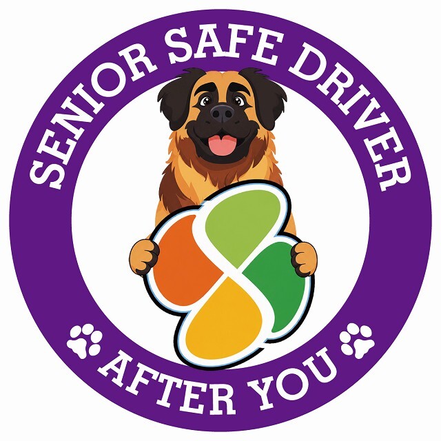 カーサイン 高齢者マーク SENIOR SAFE DRIVER レオンベルガー ステッカー シール 直径13cm 肉球 日本製 車