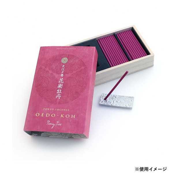 日本香堂 大江戸香 花街牡丹 スティック60本入 香立付 38202 浮世絵 パッケージ 錫製 香立て付き お香 インセンス 和風 癒し ギフト プレゼント