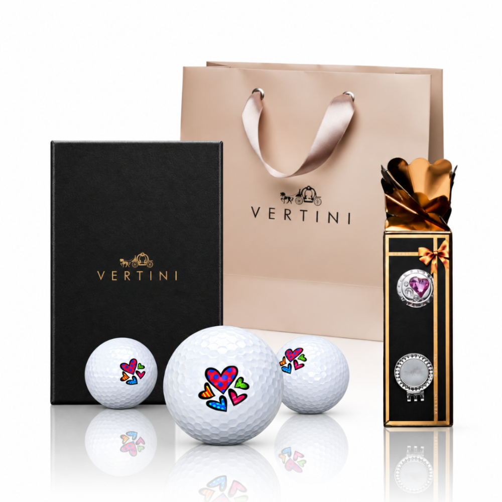 【記念品】VERTINI プレミアムゴルフマーカー (HEART)・ゴルフボールセット (3球or6球入) ギフト プレゼント