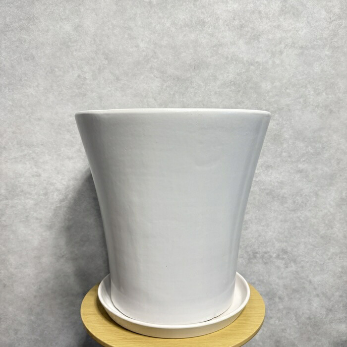 植木鉢 おしゃれ 大型 陶器 13号 受け皿付き セット KONTON コントン WYモダン マット釉 白 ホワイト L 直径40cm 底穴あり 室内 観葉植物 丸型 ラウンド 広口 モダン ナチュラル インテリア リビング オフィス 店舗 ホテル 半磁器 セラミック 焼き物 フロアポット WY-15MW13P