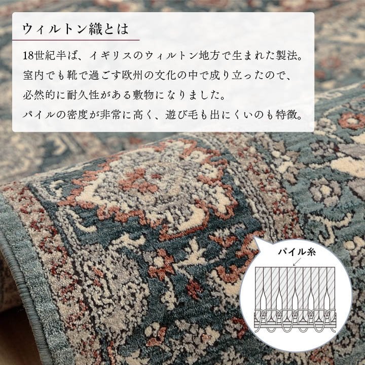 玄関マット 玄関 マット トルコ製 ウィルトン 織り クラシカル柄 上品 繊細 立体感 超高目付 肌触り柔らか 抗菌防臭 消臭 丈夫 へたりにくい 1年中 ソファー前用 サイド用 約60×95cm 高級感 重厚感がある ウィルトン玄関マット ポリエステル