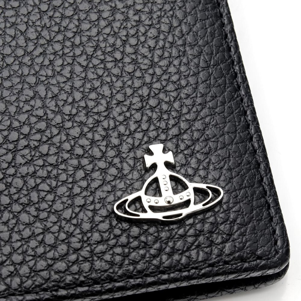 ヴィヴィアンウエストウッド 財布 メンズ 二つ折り財布 Vivienne Westwood 51120008 L001J LA N401 ブラック 黒 グレインレザー 本革 小銭入れなし コンパクト オーブ ロゴ 札入れ ギフト プレゼント