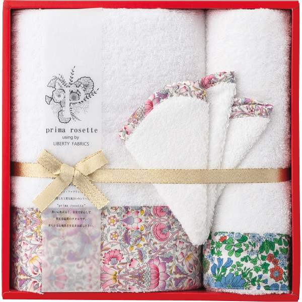 【直送】LIBERTY リバティ プリマロゼッタ バス フェイスタオル ミニハンカチセット [26-7077-085] PR-2450 ピマコットン 超長綿 甘撚り糸 光沢 ふっくら やわらか 高級 内祝い お返し 贈り物 ギフト