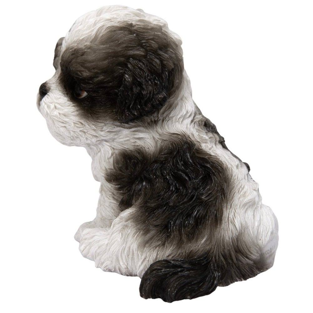 置物 woobia ウービア 犬 小型犬 左向きシーズー 黒白 幅12.5cm 中 寝そべり リアル 本物そっくり イギリス生まれ 職人手彩色 縁起物 戌年 玄関 インテリア 新築祝い 引っ越し祝い 開店祝い 出産祝い 誕生日 お祝い ギフト プレゼント 犬好き シーズー好き