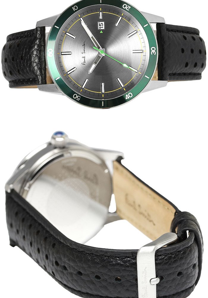 ポールスミス Paul Smith 腕時計 メンズ 革ベルト 43mm レザー クラシック ブランド 人気 ウォッチ ギフト プレゼント グリーン グレー シルバー ブラック ブラウン