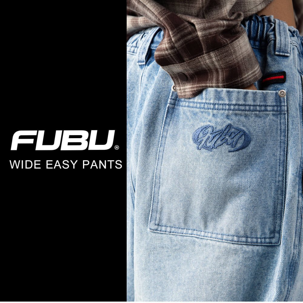 FUBU フブ ワイド イージーパンツ メンズ レディース fam-62504 バギーパンツ デニムパンツ ジーンズ 迷彩 カモフラ ルーズシルエット ストリート ヒップホップ ダンス カジュアル ボトムス M L XL XXL 2026FW Karlas