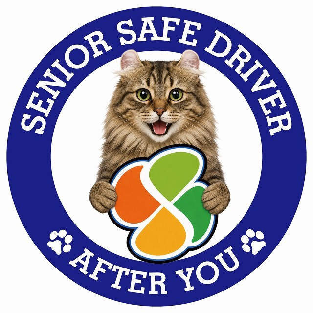 カーサイン 高齢者マーク SENIOR SAFE DRIVER アメリカンカール ステッカー シール 直径13cm 肉球 日本製 車