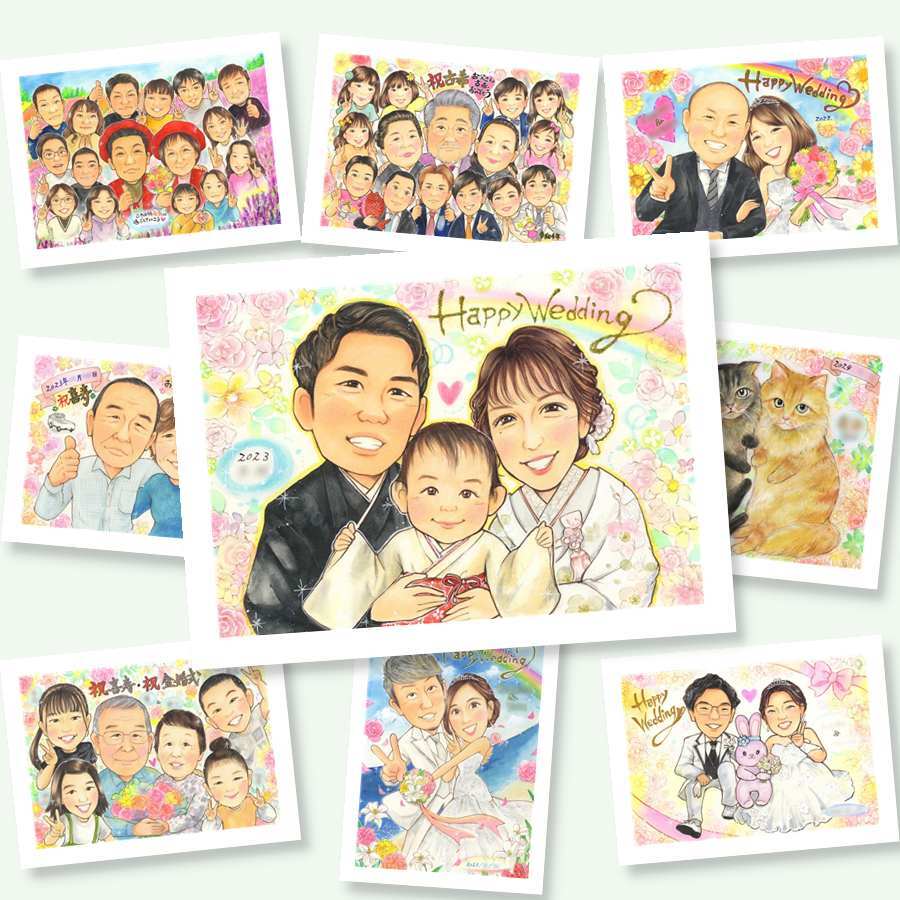 結婚式のプレゼントに、贈る人の気持ちも伝わる一枚です。修正無料で、納得しながら進められます。 似顔絵 ギフト 結婚式 手描き プレゼント 贈り物 名入れ 結婚式 ウェディング 記念 婚礼 ブライダル 新郎 両親 新婦 カップル 名入れ 修正無料 下書き確認 サプライズ そっくり 親孝行 実績多数 ウェディング 結婚式 思い出 一生もの イラスト 喜寿祝い お祝いの品 卒寿祝い 色紙 節目 初任給