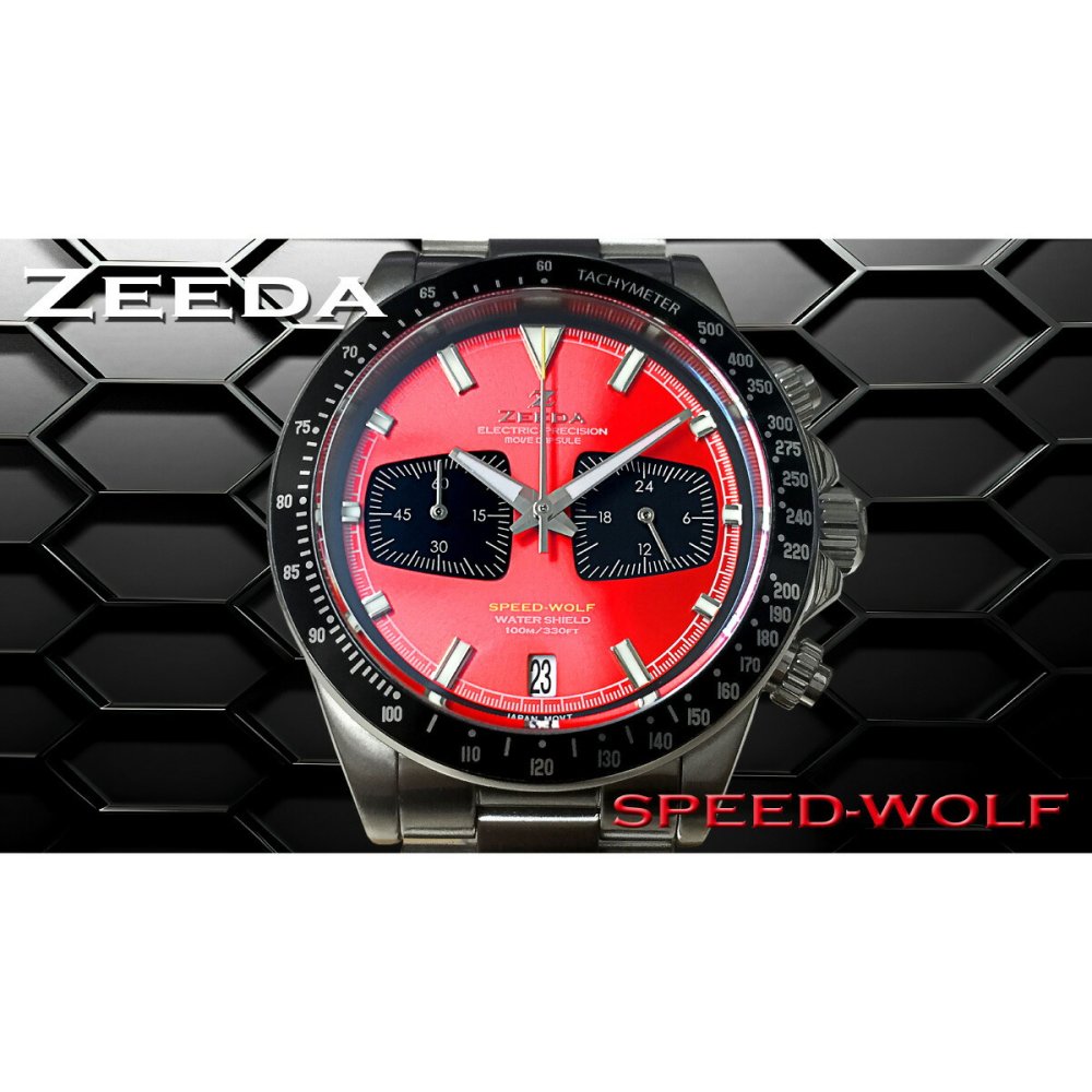 ジーダ ZEEDA スピードウルフ SPEED-WOLF GT-RED 腕時計 メンズ メカニカルクォーツ クロノグラフ SPW-GRD